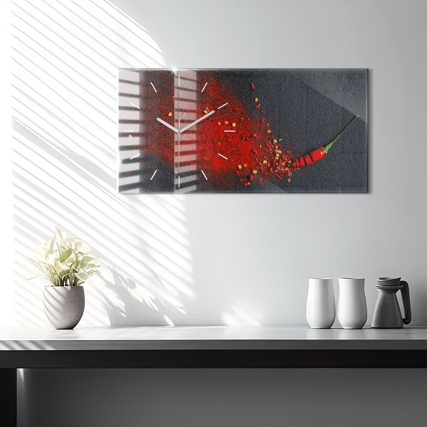 Zegar szklany poziomy Czerwona przyprawa