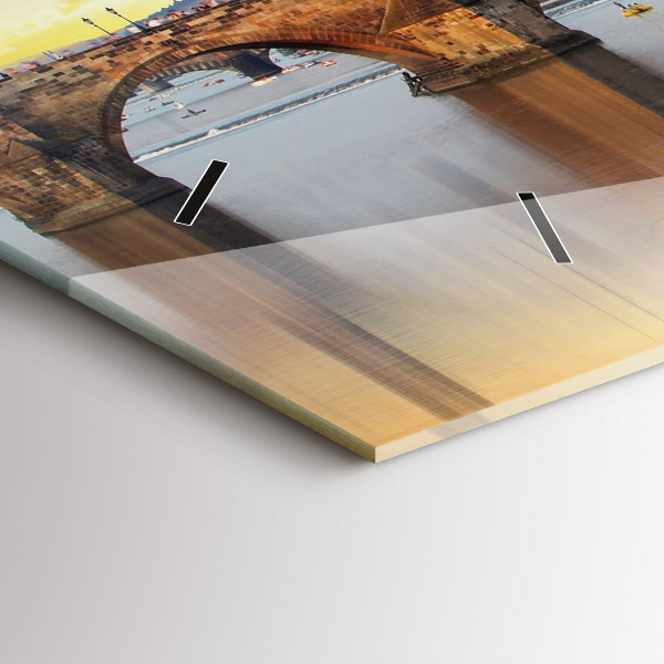 Zegar szklany poziomy Panorama nad rzeką