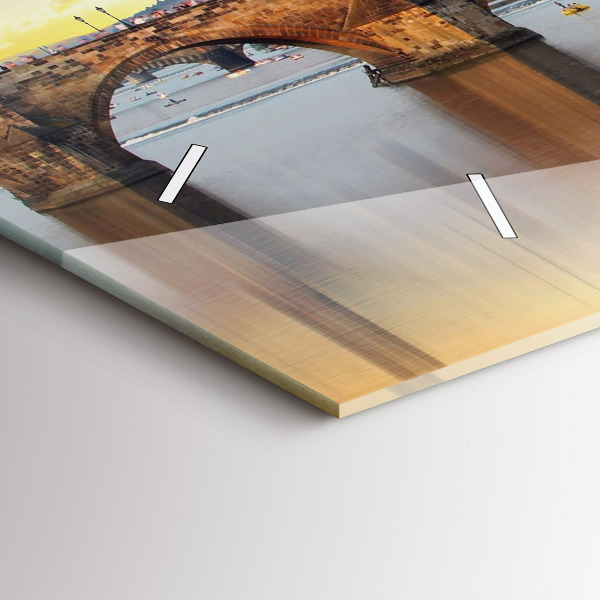 Zegar szklany poziomy Panorama nad rzeką