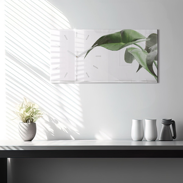 Zegar szklany poziomy Abstrakcyjne liście