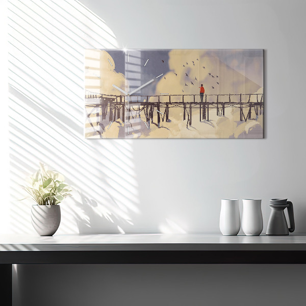 Zegar szklany poziomy Mężczyzna na starym moście