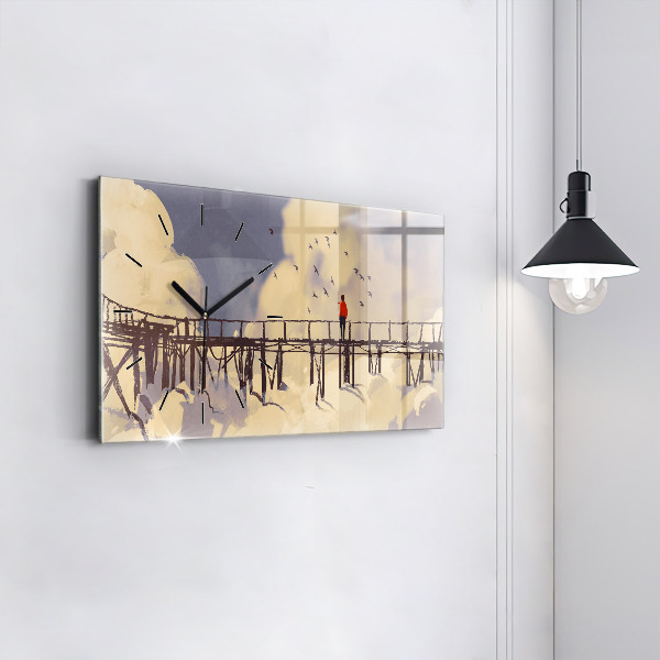 Zegar szklany poziomy Mężczyzna na starym moście