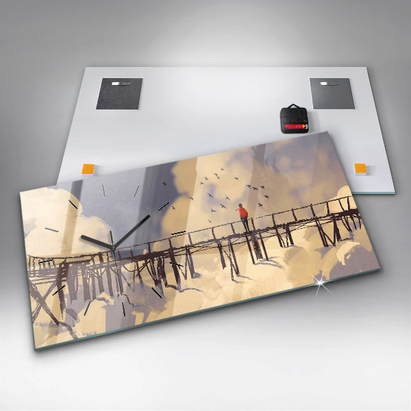 Zegar szklany poziomy Mężczyzna na starym moście