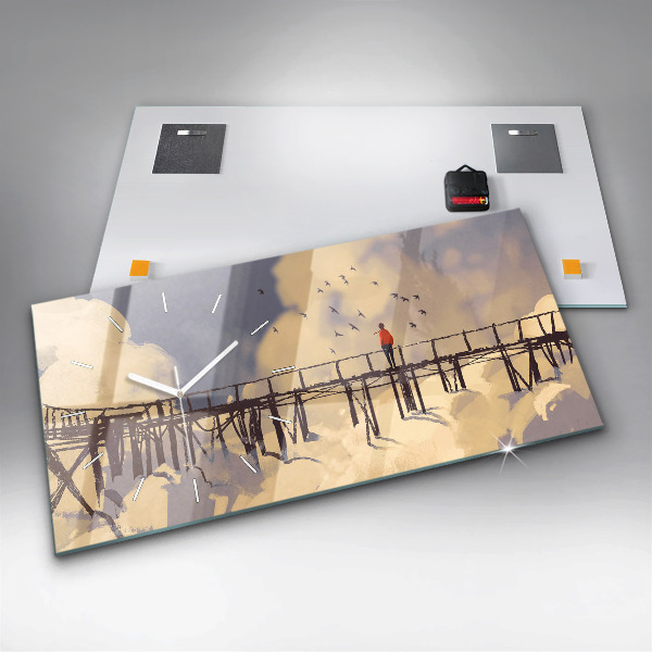 Zegar szklany poziomy Mężczyzna na starym moście