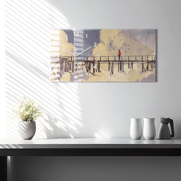 Zegar szklany poziomy Mężczyzna na starym moście