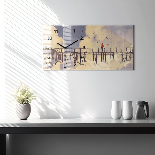 Zegar szklany poziomy Mężczyzna na starym moście