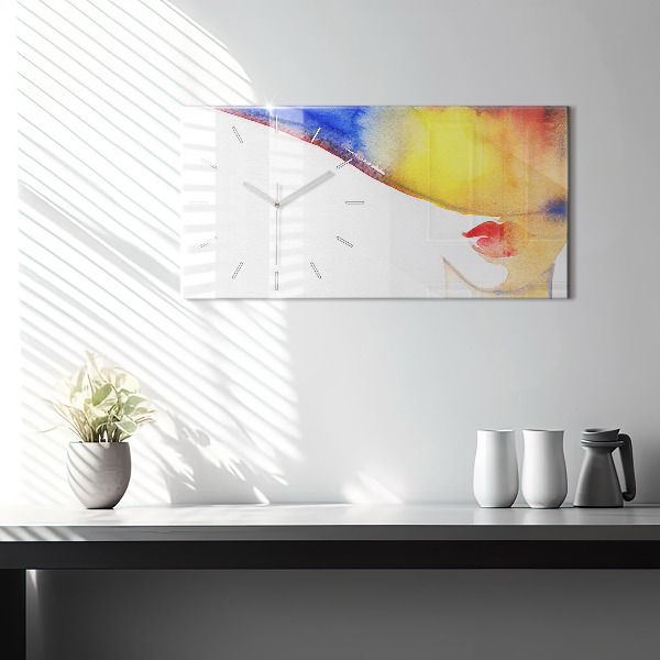 Zegar szklany poziomy Kobieta w kapeluszu