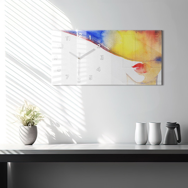 Zegar szklany poziomy Kobieta w kapeluszu