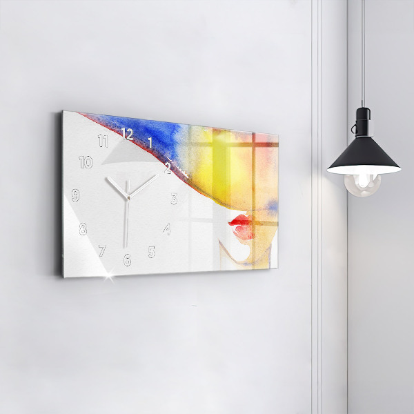 Zegar szklany poziomy Kobieta w kapeluszu