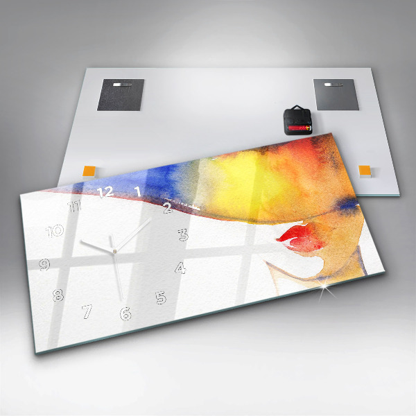 Zegar szklany poziomy Kobieta w kapeluszu