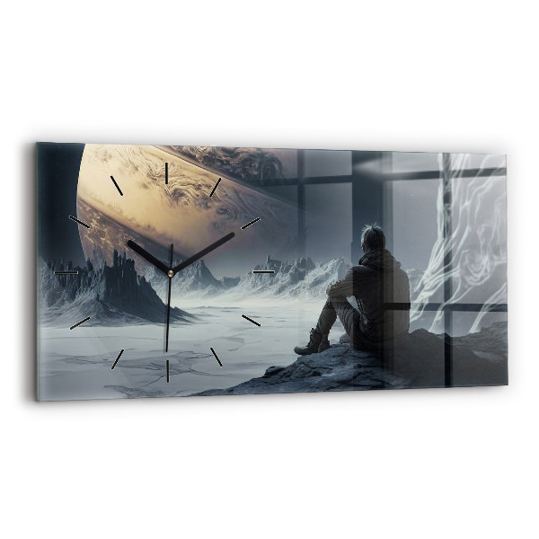 Zegar szklany poziomy Mężczyzna Kosmos Planeta