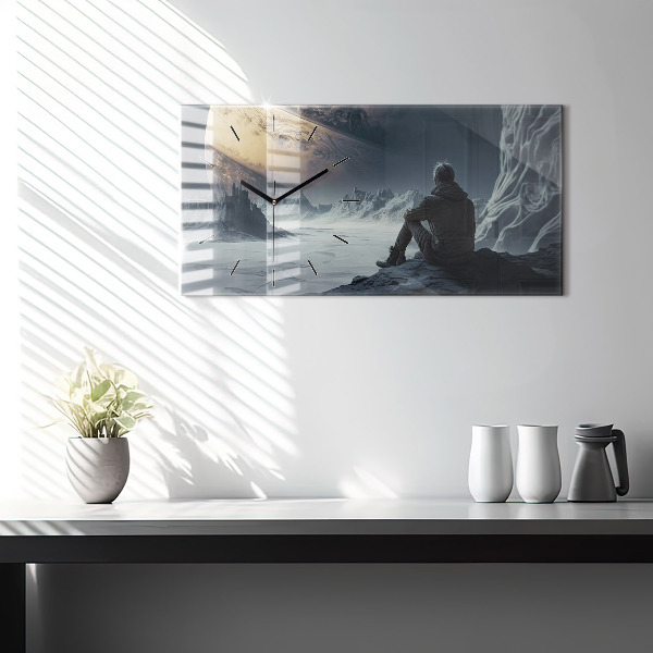 Zegar szklany poziomy Mężczyzna Kosmos Planeta