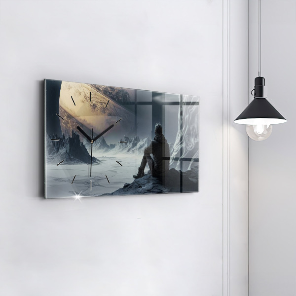 Zegar szklany poziomy Mężczyzna Kosmos Planeta