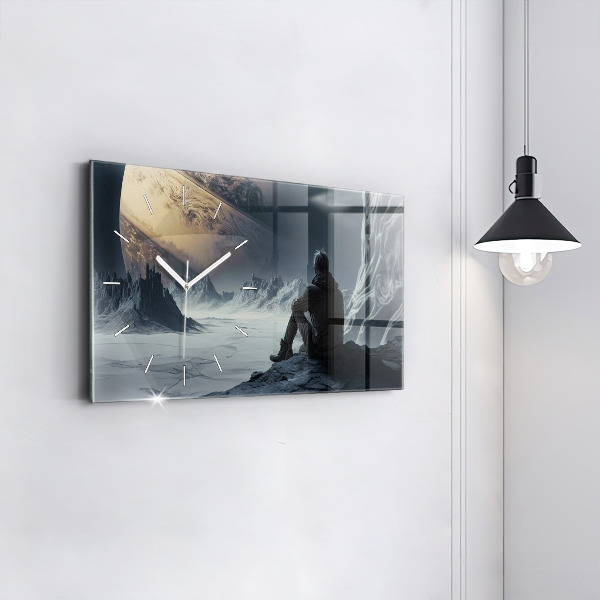 Zegar szklany poziomy Mężczyzna Kosmos Planeta