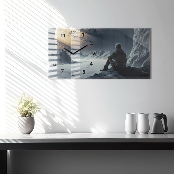 Zegar szklany poziomy Mężczyzna Kosmos Planeta