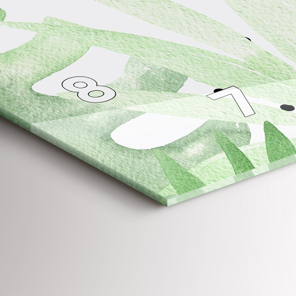 Zegar szklany poziomy Zielone liście