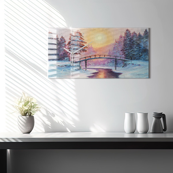 Zegar poziomy Choinka i most