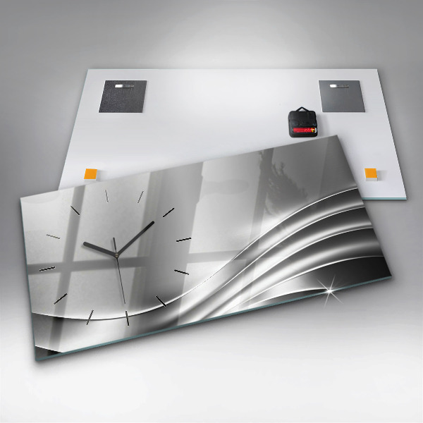 Zegar poziomy Srebrna abstrakcja