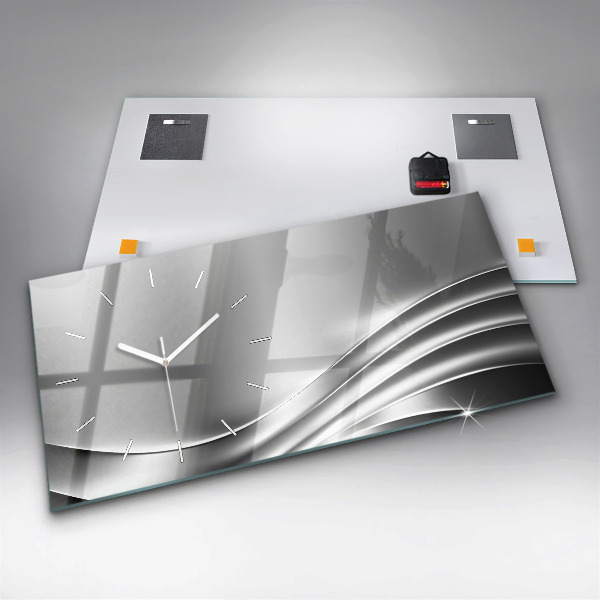 Zegar poziomy Srebrna abstrakcja