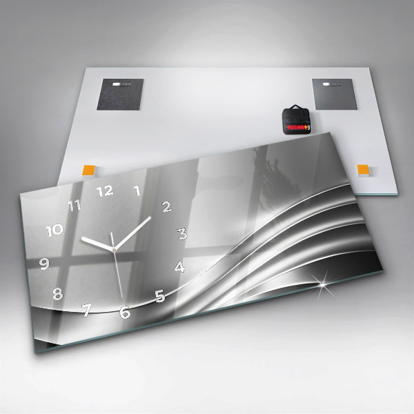 Zegar poziomy Srebrna abstrakcja