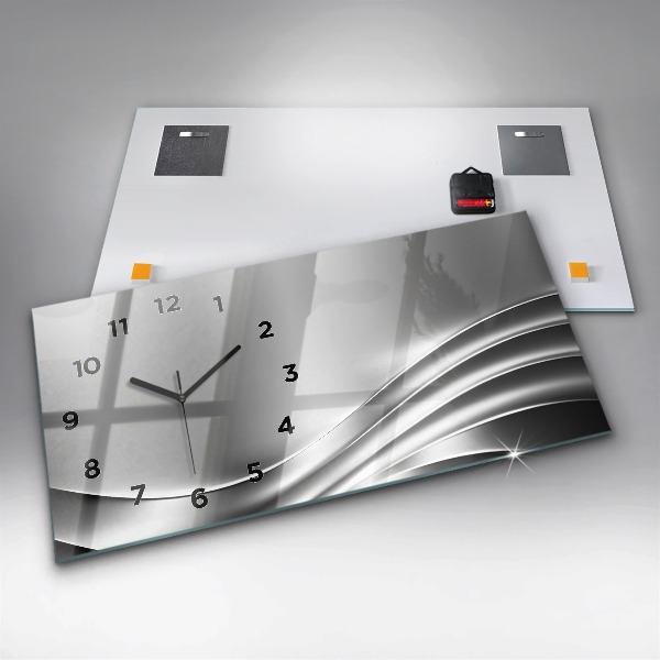 Zegar poziomy Srebrna abstrakcja