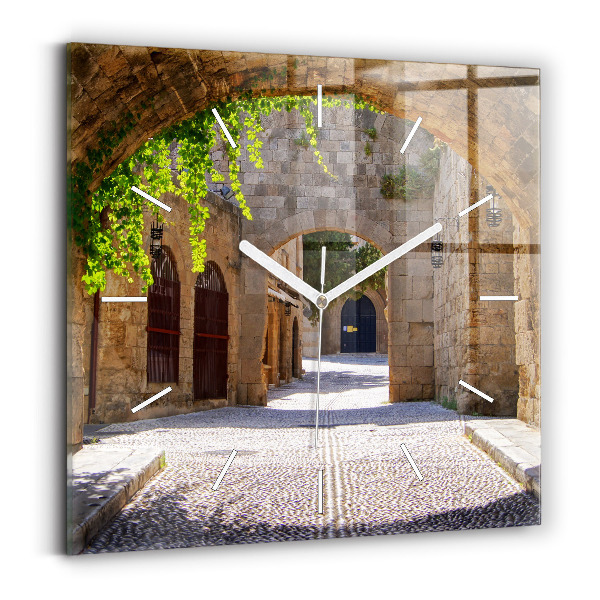 Kwadratowy zegar Malownicza ulica Rodos
