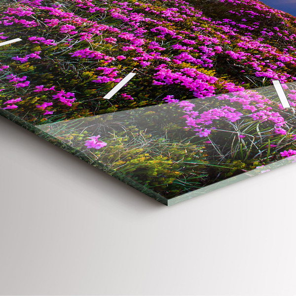 Kwadratowy zegar Wschód słońca i kwiaty