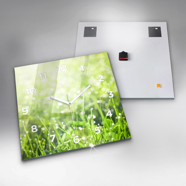 Kwadratowy zegar Zielona trawa