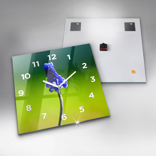 Kwadratowy zegar Niebieskie kwiaty