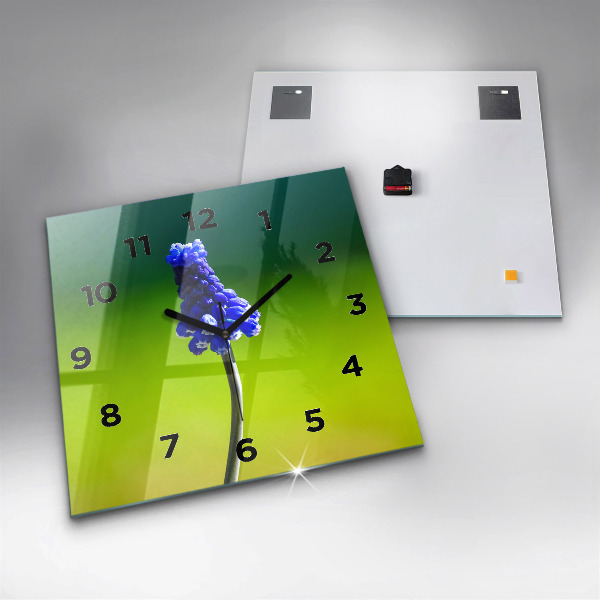 Kwadratowy zegar Niebieskie kwiaty