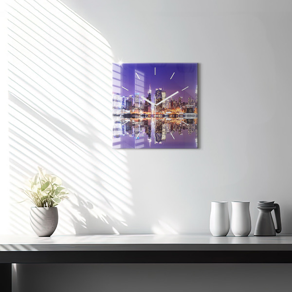 Kwadratowy zegar Miasto Nowy Jork nocą