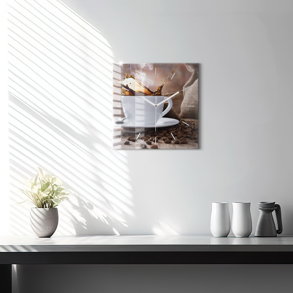 Kwadratowy zegar Filiżanka kawy