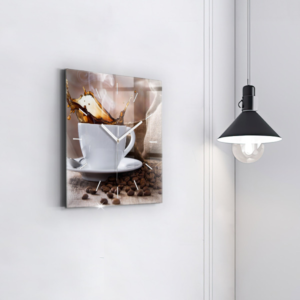 Kwadratowy zegar Filiżanka kawy