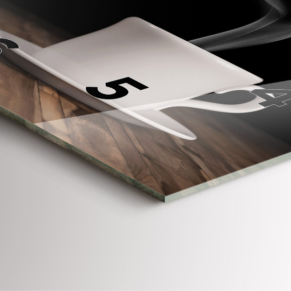 Kwadratowy zegar Kubek gorącej kawy