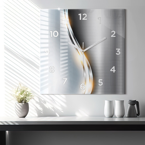 Zegar ścienny kwadratowy Metalowa abstrakcja