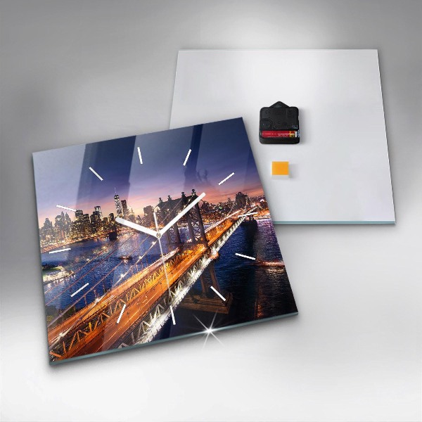 Kwadratowy zegar Nowy Jork i zachód słońca