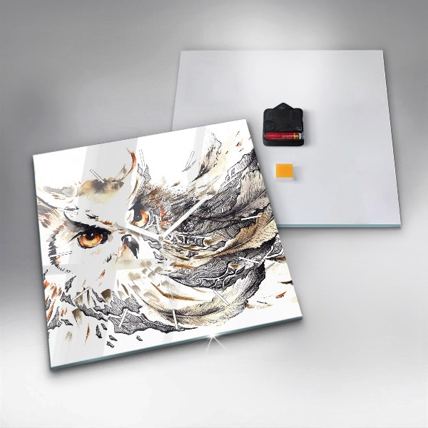 Kwadratowy zegar Sowa symbol mądrości