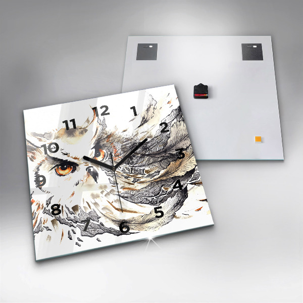 Kwadratowy zegar Sowa symbol mądrości