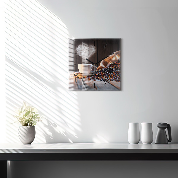 Kwadratowy zegar Filiżanka kawy