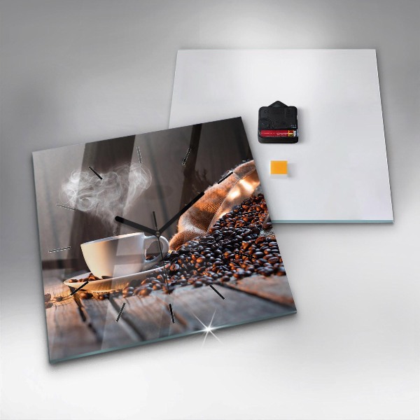 Kwadratowy zegar Filiżanka kawy
