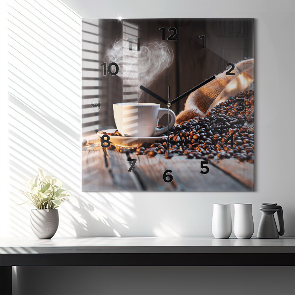 Kwadratowy zegar Filiżanka kawy