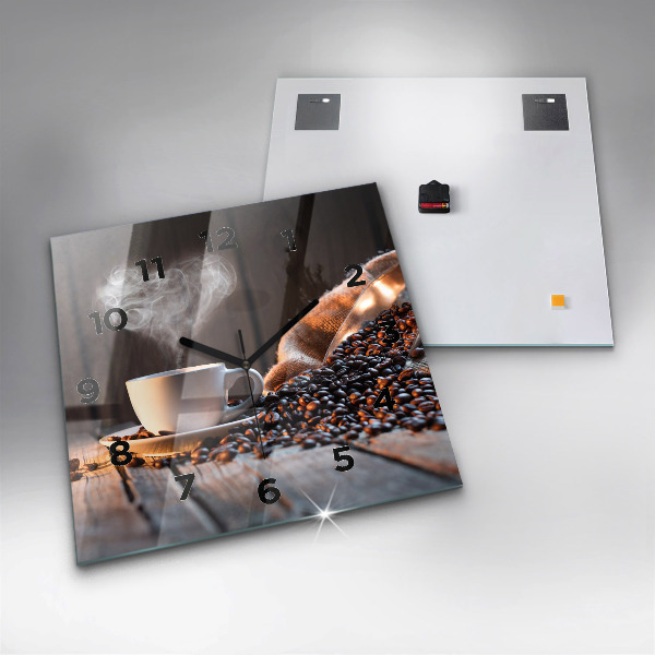 Kwadratowy zegar Filiżanka kawy