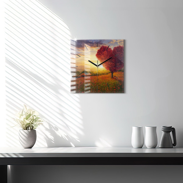 Kwadratowy zegar Miłosne drzewo-serce