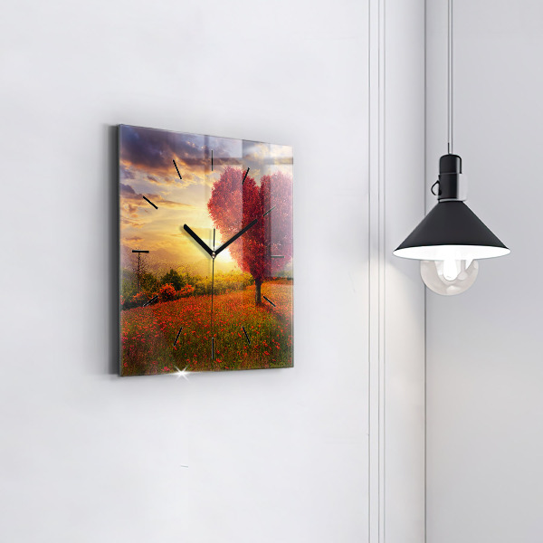 Kwadratowy zegar Miłosne drzewo-serce