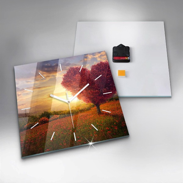 Kwadratowy zegar Miłosne drzewo-serce