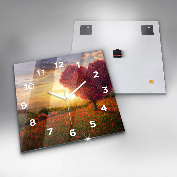 Kwadratowy zegar Miłosne drzewo-serce