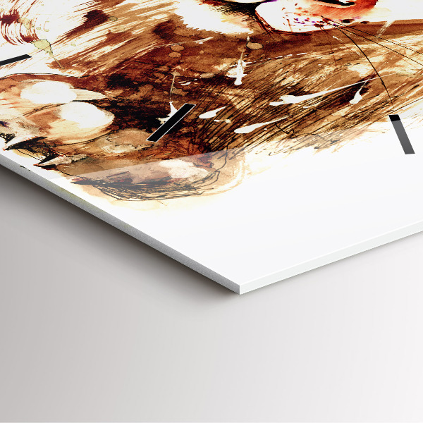 Kwadratowy zegar Ilustracja brązowy lew