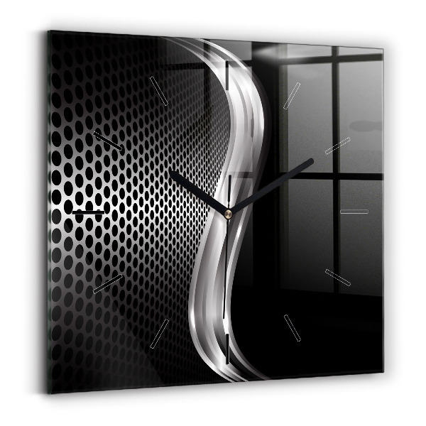 Zegar na ścianę kwadratowy Czarna abstrakcja metalu