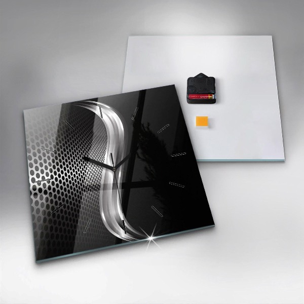 Zegar na ścianę kwadratowy Czarna abstrakcja metalu