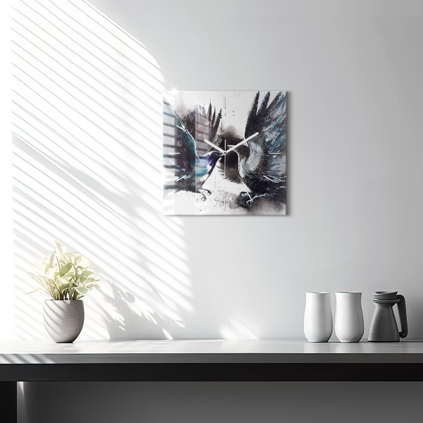 Kwadratowy zegar Malowane ptaki